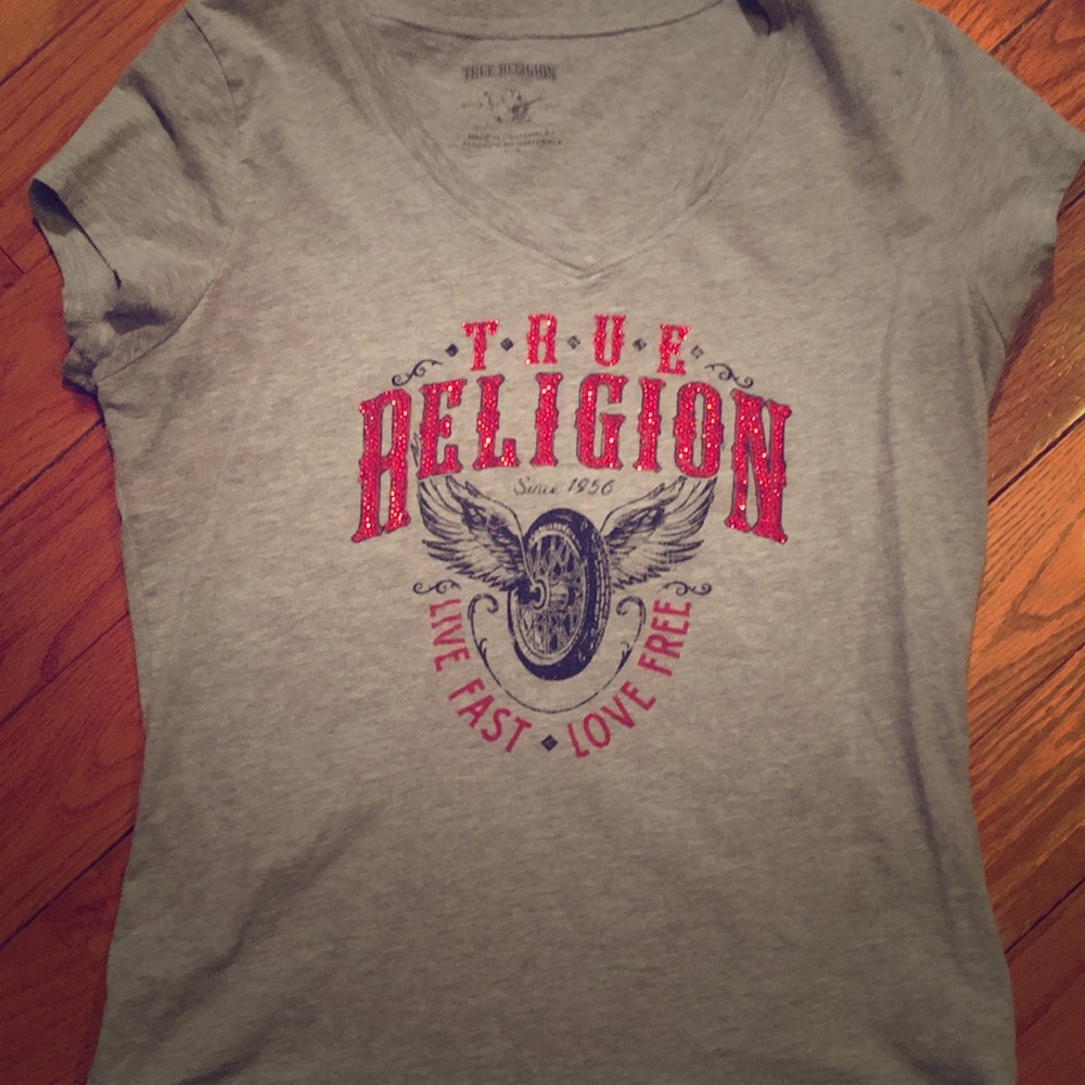 True Religion v neck t shirt size L